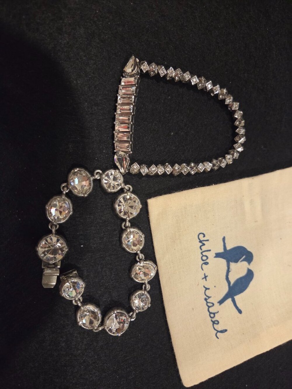 Chloe And Isabel Silver Tone Crystal Size 6.75" Statement Bracelet X 2